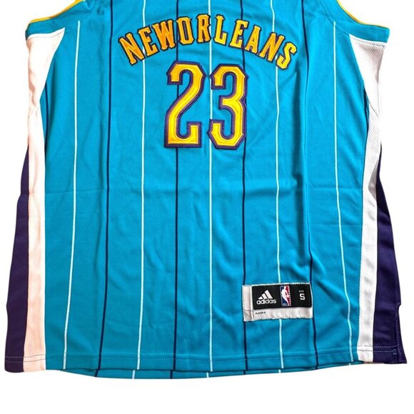 NWT Adidas Anthony Davis New Orleans Hornets #23 Jersey Blue Yellow Men's Size S - Picture 3 of 14